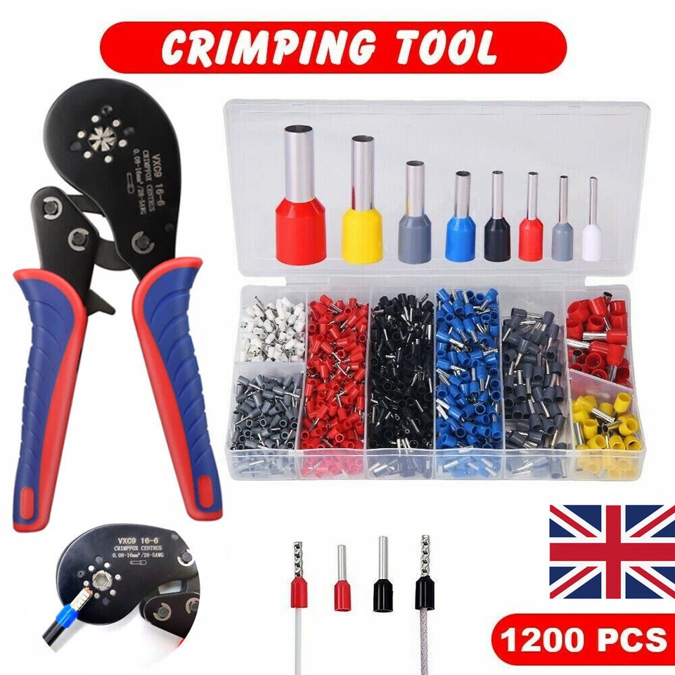 1200PCS Connectors Cord Wire Crimp Cable Pin End Bootlace Ferrule Terminals Kit - Image 1 of 4