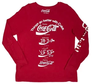 Lucky Brand Shirt Womens Medium Red White Coca Cola Coke Long Sleeves Japan - Picture 1 of 9