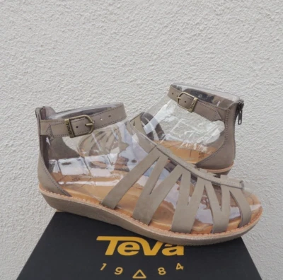 TEVA ENCANTA TAUPE WP LEATHER ANKLE STRAP SANDALS, WOMEN US 10.5/ EUR 41.5 ~NEW - Image 1 of 4