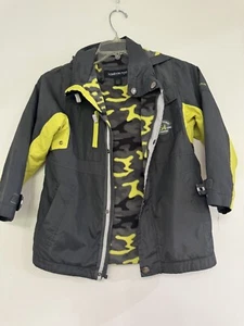 Youth London Fog Gray/ Green Hooded Jacket, Size 7,  Camo Gray Green Lining, Zip - Picture 1 of 7