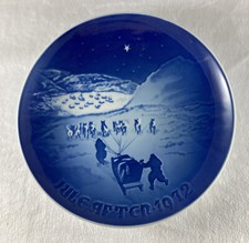 CHRISTMAS IN GREENLAND 1972 Plate Bing & Grondahl Jule After Sled Dogs Sledding