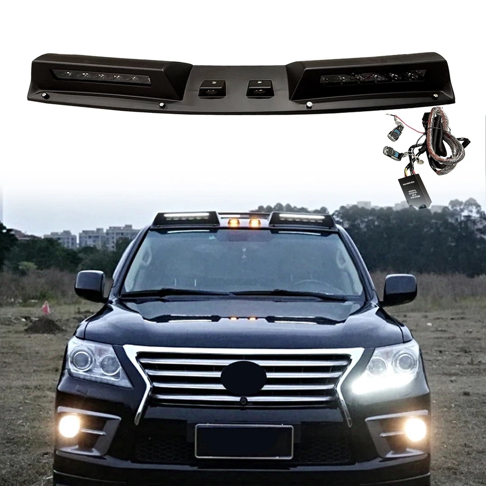 Barras de luces LED de techo negras DRL para Lexus LX570 J200 2008-2021 Foto 1 de 4