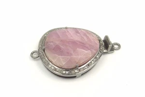 PAVÉ DIAMANTE ROSA ZAFIRO ESTERLINA PLATA NEGRO RODIO PLACA CAJA BROCHE HECHO A MANO - Imagen 1 de 1