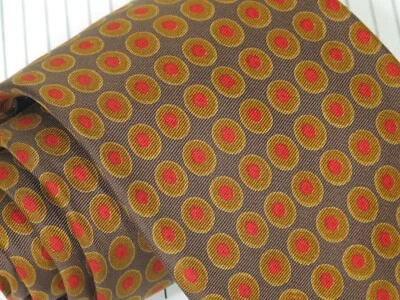 Vintage Sulka Brown Orange Olive Silk Tie Made in France 55 x 3 1/4 - Image 1 of 3