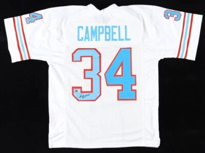 Camiseta deportiva firmada por Earl Campbell de los Houston Oilers/5xPro Bowl RB (Beckett) 1979 MVP Foto 1 de 4