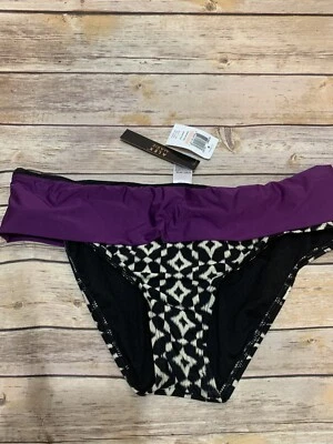 Calcinha de banho nova com etiquetas Alex Marie roxa geométrica estampa de diamante tamanho 10 moda fofa - Imagem 1 de 4