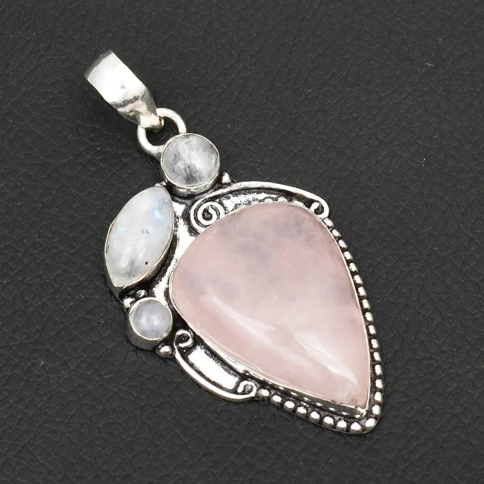 Colgante de cuarzo rosa arco iris piedra preciosa hecho a mano joyería 2,48" AP-23313 Foto 1 de 1