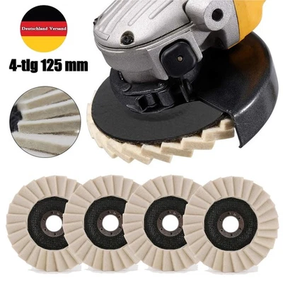 4PCS 5 Zoll Filz Polierfächerscheibe Polierscheibe Winkelschleifer Fächerscheibe - Bild 1 von 4