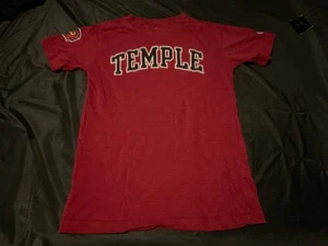 Temple University Champion T Shirt Short Sleeve Red Authentic Owl - Size Small - Picture 1 of 7