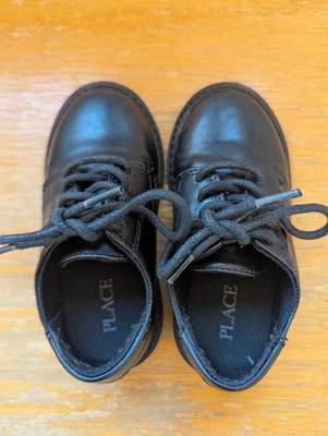 The Children's Place Toddler Boys Lace Up Black Dress Shoes Size 8 - Image 1 of 4