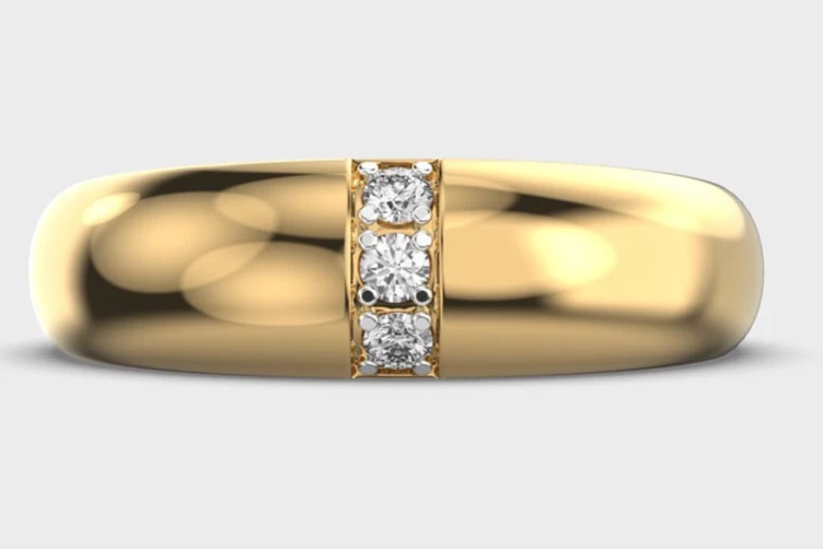 Anel de diamante natural corte redondo 0,45 CT presente para marido ouro 14k com certificação GDGL - Imagem 1 de 4