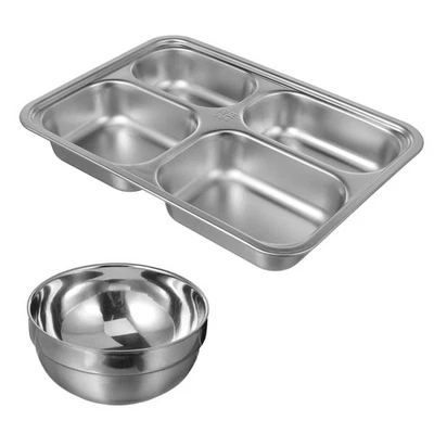  4-Section Compartment Plateau Repas Compartiment Assiettes À Dîner Divisées - Photo 1/4