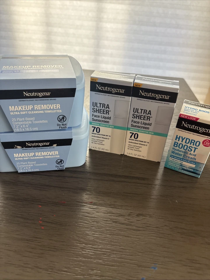 Toallitas limpiadoras faciales desmaquillantes Neutrogena, crema de agua, protector solar Foto 1 de 1