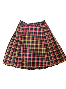 Vintage Pendleton Größe 14 Wollrock rot grün gelb Schottenkaro Plissee. Selten - Bild 1 von 8