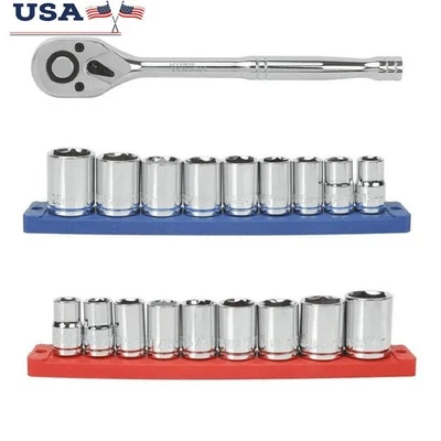 21-Piece 1/2 inch Drive Ratchet Socket Set Cr-V Steel Color-Coded Storage New - Image 1 of 4