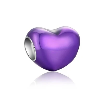 Dijes de amor púrpura de plata de ley 925 se adapta a pulseras y collar colgante Foto 1 de 4