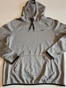 Nike Dri FitHoodie Youth Large Gray Black Swoosh Lightweight Sweatshirt Boys - Picture 1 of 6