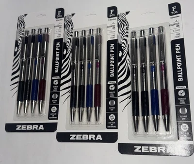 Lote de 12 Bolígrafos - Bolígrafo Zebra F-301 Acero Inoxidable Negro Azul Rojo Tinta Colores Foto 1 de 4