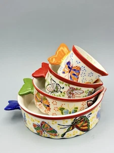 Pier 1 Butterfly Measuring Cups FULL Set Of 4,Porcelain Handpainted Whimsical - Picture 1 of 20