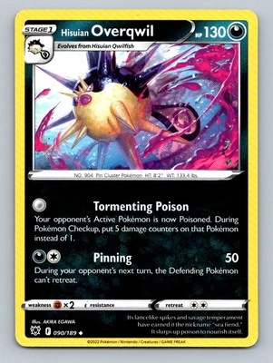 Pokemon Hisuian Overqwil (90) SWSH10: Astral Radiance 090/189 Near Mint NM - Image 1 of 2