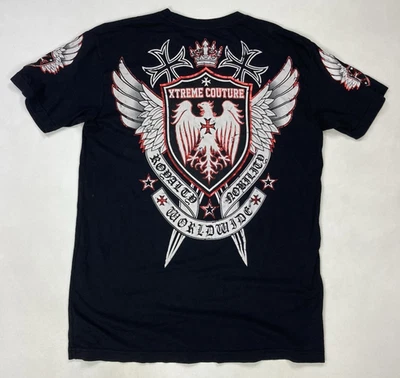 Camiseta Xtreme Couture Crest Graphic masculina grande preta manga curta Y2K - Imagem 1 de 4
