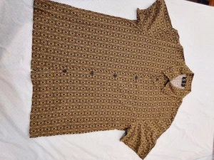 APC rue madame Paris men's gold patterned short sleeve button up shirt, size s - Picture 1 of 6