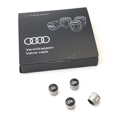 Nuovo Set 4 Coprivalvole Originale logo Audi per valvole gomma metallo 80A071215 - Immagine 1 di 3