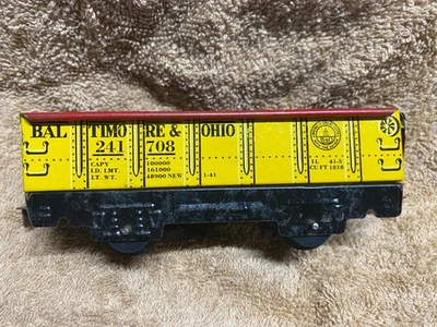 MARX PRE-WAR TIN TRAIN CAR Baltimore & Ohio Coal Car 241708 Made in USA Marx - Image 1 of 4