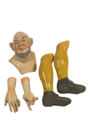 Pastore Componibile Dipinto in Terracotta Cm 35/40 Bevitore Testa Mani Piedi - Immagine 1 di 4