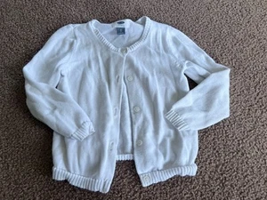 Old Navy Girls White Cardigan Size 5t Button Down Long Sleeve - Picture 1 of 3