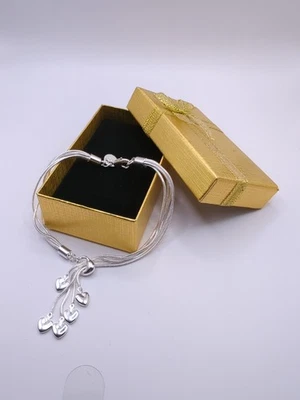 💎Damen Armband Armreif mit Herzen aus 925 Sterling Silber Versilbert Neu! 💎 - Bild 1 von 4