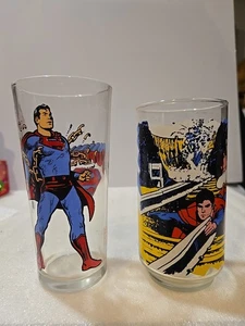 2 Vtg. 1975 & 1978 Pepsi Superman DC Comics Superhero Collectible Glasses - Picture 1 of 9