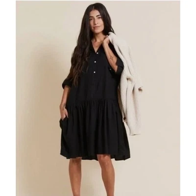 Vestido Camisa Grayson By Frank & Eileen The Changemaker Tamanho 3 Médio Preto Lagenlook - Imagem 1 de 4