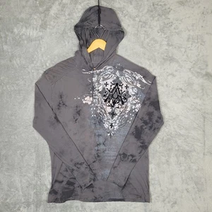Archaic Affliction Hoodie Shirt Mens Large Pullover Graphic Gothic Button - Picture 1 of 13