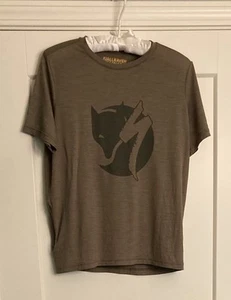 Women’s Sz M Fjallraven Specialized Olive Green Merino Wool Blend Logo T-Shirt - Picture 1 of 5
