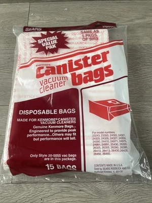 Kenmore Canister Vacuum Cleaner Bags 20-50555 Sears Disposable 15 Bags - Image 1 of 4