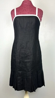 Lauren Ralph Lauren 100% Linen Dress Sz 6 Black White Classic Old Money Pleated - Image 1 of 4