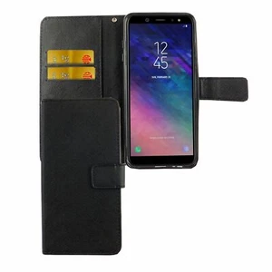 Custodia cellulare per Samsung Galaxy A6 Plus (2018) custodia protettiva wallet case nera - Foto 1 di 6