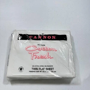 vintage cannon flat sheet twin NOS solid white blend no iron mcm retro 1304-19 - Picture 1 of 9