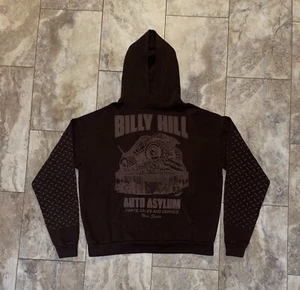 Felpa con cappuccio Billy Hill Auto Asylum marrone placca diamantata nuova taglia XXL - Foto 1 di 4