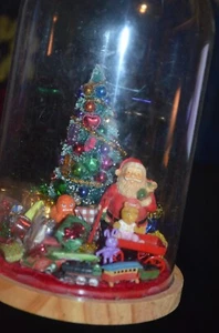 Miniature Christmas Santa Tree Gifts Diorama under Dome 8.5 inch Handmade - Picture 1 of 9