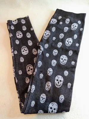 Mujer/Junior Calavera Esqueleto Leggings Negro y Gris Gótico-Ver Fotos Medidas Foto 1 de 4