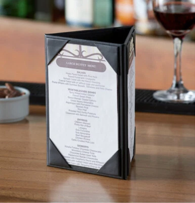 (Комплект из 29) 4 x 6 дюймов тройной панели черный искусственной кожи настольные палатки - Изображение 1 из 4