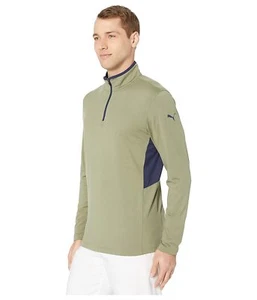 Puma Golf 1/4 Zip Sweatshirt Long Sleeve UPF 50 Wicking Olive Green Men's Large - Picture 1 of 3