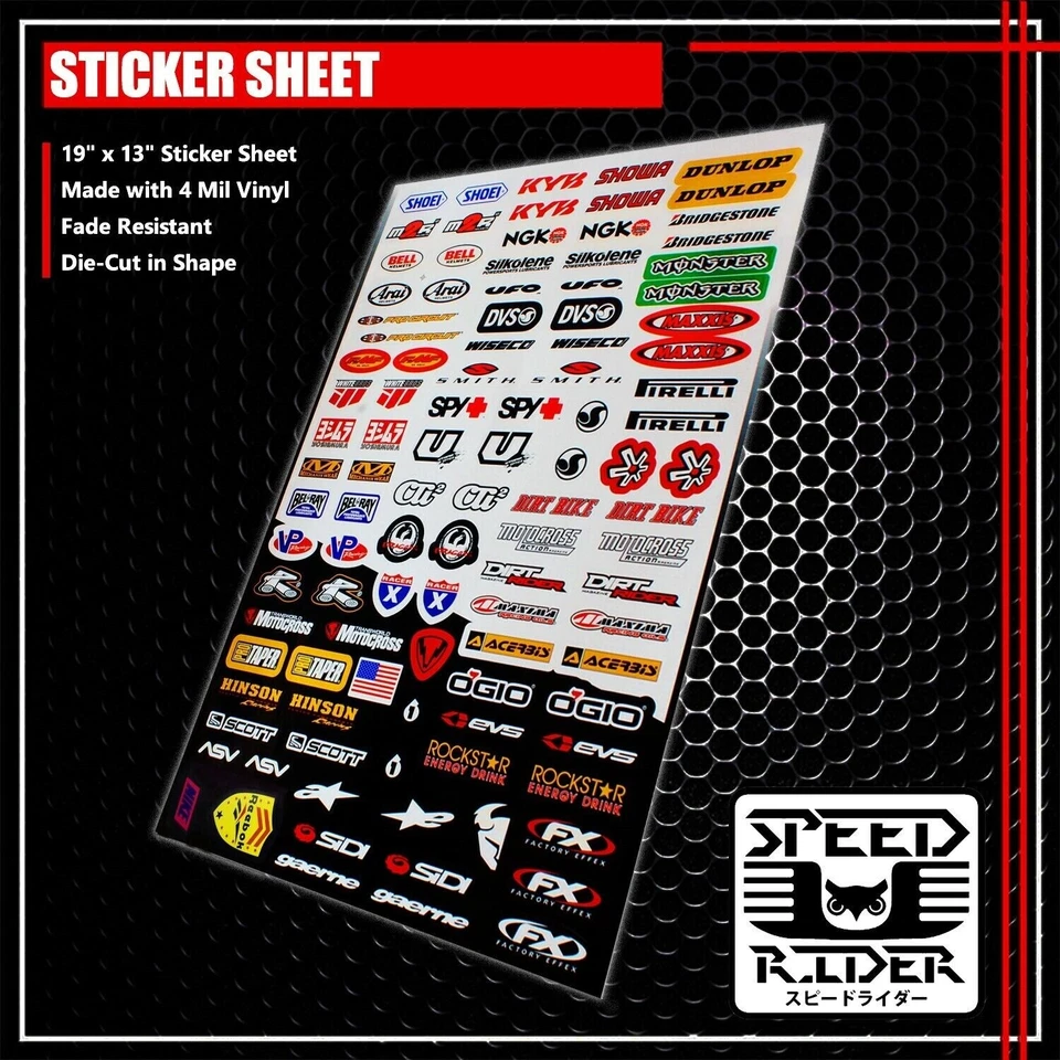 PEGATINA DE PATROCINADOR DE CARRERAS CALCOMANÍA ESPÍA ASV SHOEI ROCKSTAR YOSHIMURA DVS LOGOTIPO DUNLOP Foto 1 de 1