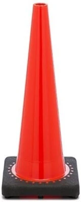 FC-120 Orange Traffic Safety Cone with Black Base, 12'' H - Image 1 of 4