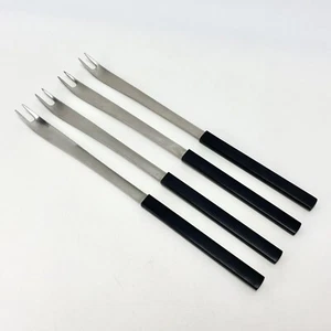 4 Rare Vtg Georg Jensen MCM Danish Blue Shark Fondue Serving Forks Svend Siune - Picture 1 of 11