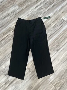 NWT Ralph Lauren Womens Pants 12 Black Straight Leg High Rise Crop Career - Picture 1 of 7