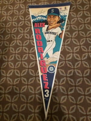 Banderín vintage Alex Rodriguez A-Rod Seattle Mariners caricatura tamaño completo Foto 1 de 3