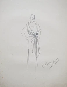 Atelier VIONNET - Dessin original - Crayon - Robe 103 - Picture 1 of 2